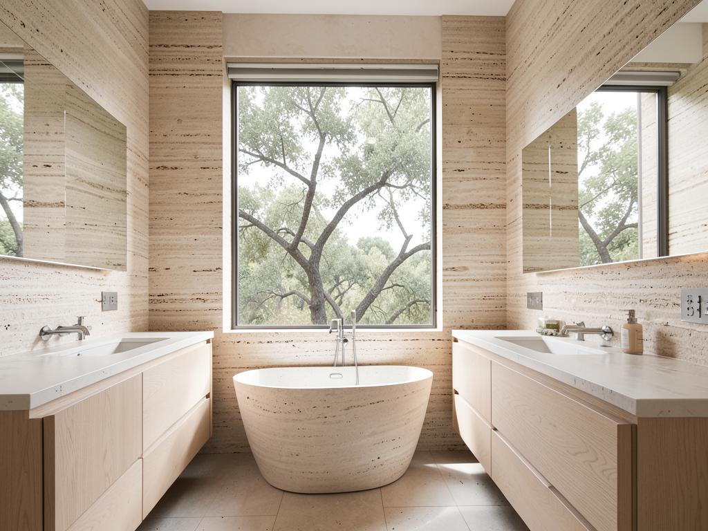 Organic Modern — Travertine spa beneath the trees
