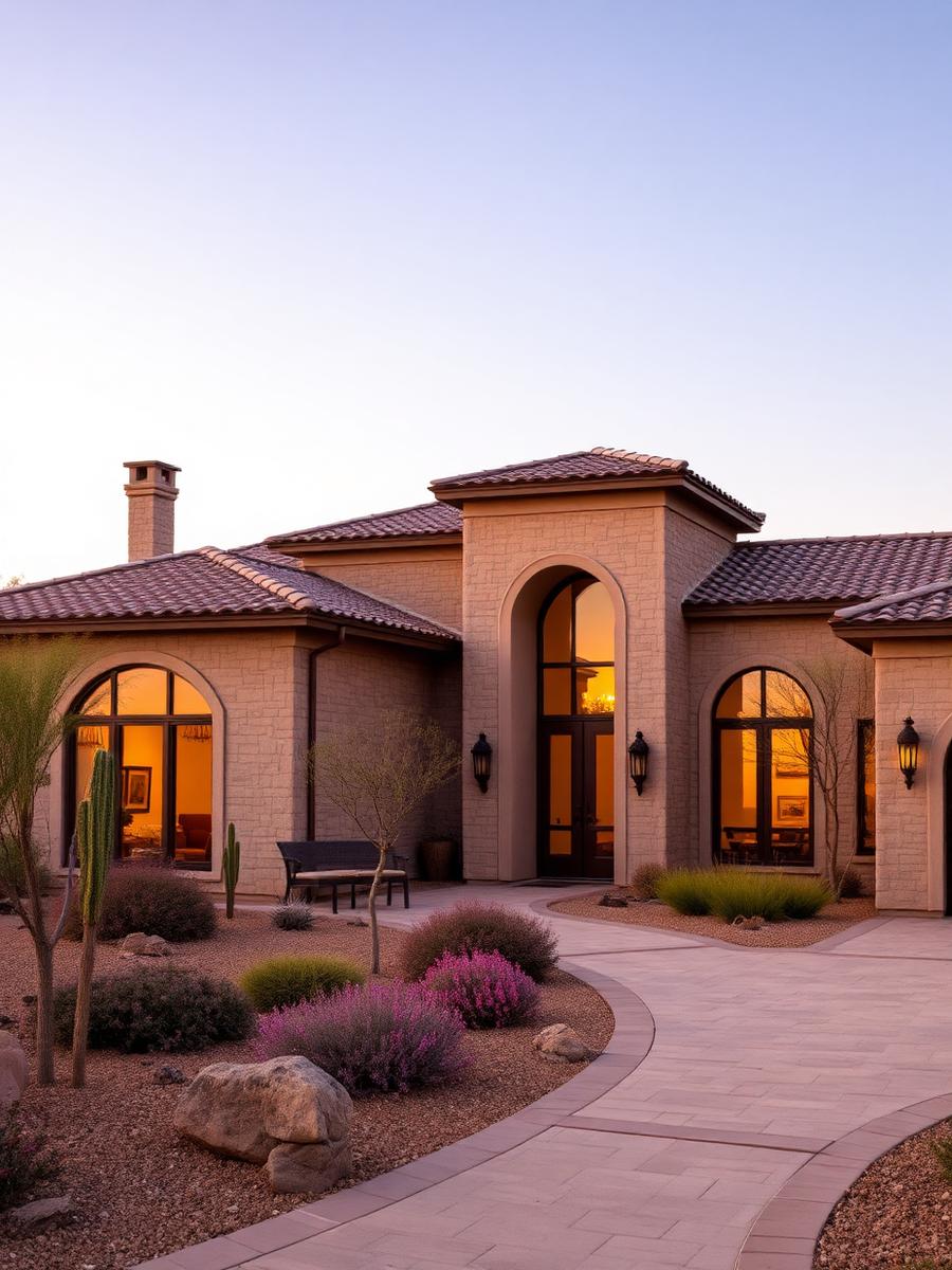Mediterranean — Limestone arches and clay tile